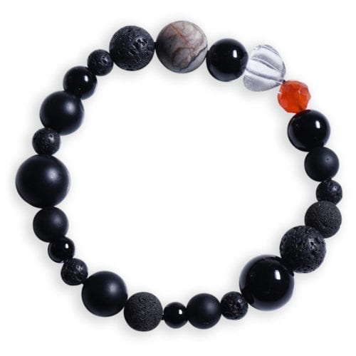Rust orange/sort stjernetegn armbånd i Karneol - Stjernetegnsmykke