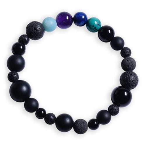 Blå/sort stjernetegn armbånd i Amazonit - Stjernetegnsmykke