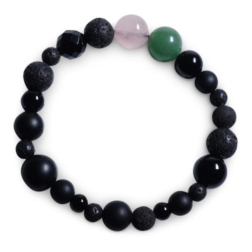 Grøn/rosa/sort stjernetegn armbånd i Aventurin - Stjernetegnsmykke