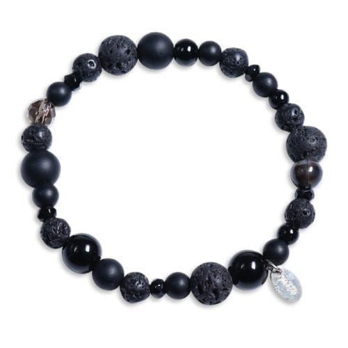 Sort Sten Armbånd med Onyx/Lava/Agat/Røgkvarts