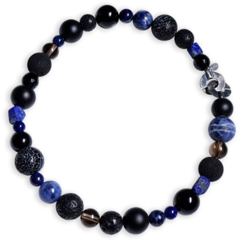 Lapis Lazuli Halskæde med halvædelstenene sodalit, onyks, røgkvarts