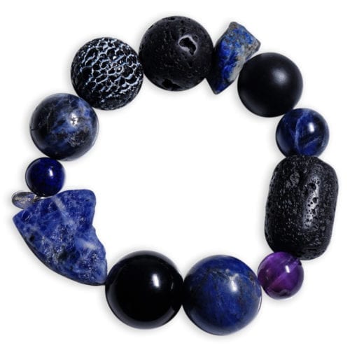 Meget stort sodalit armbånd med lapis lazuli ædelsten - gudinde stenarmbånd
